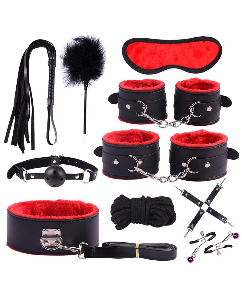 SM Sxy Plush Leather Bondage 10-Piece Set