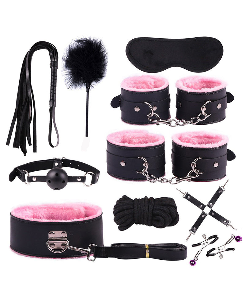 SM Sxy Plush Leather Bondage 10-Piece Set