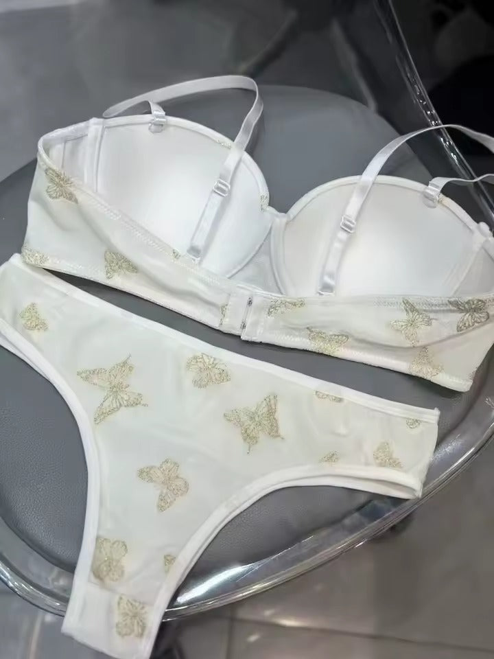 Flourish Velvet Butterfly Print Bra & Panty Set – Soft Padded, Wired, Premium Lingerie for Girls & Women 8092
